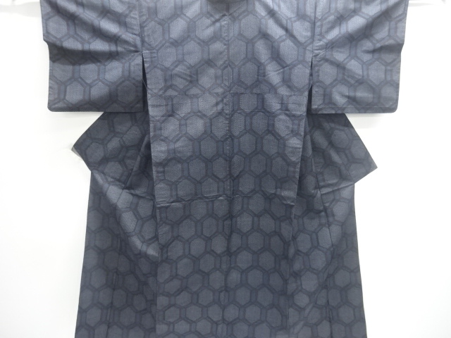 JAPANESE KIMONO / ANTIQUE TORTOISESHELL PATTERN WOVEN TSUMUGIHITOE KIM